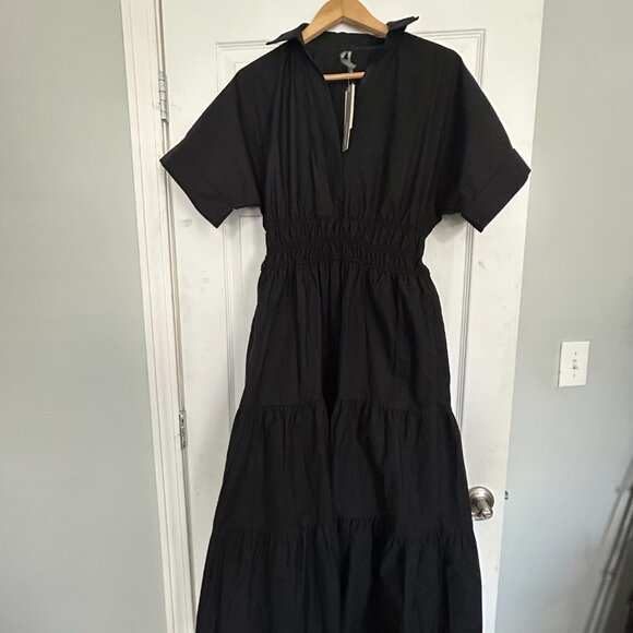 The Somerset Tiered Maxi Dress by Anthropologie: Shirt Dress Edition, Black - Picture 10 of 11